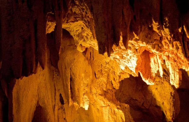 Stalagmites inside Me Cung Cave